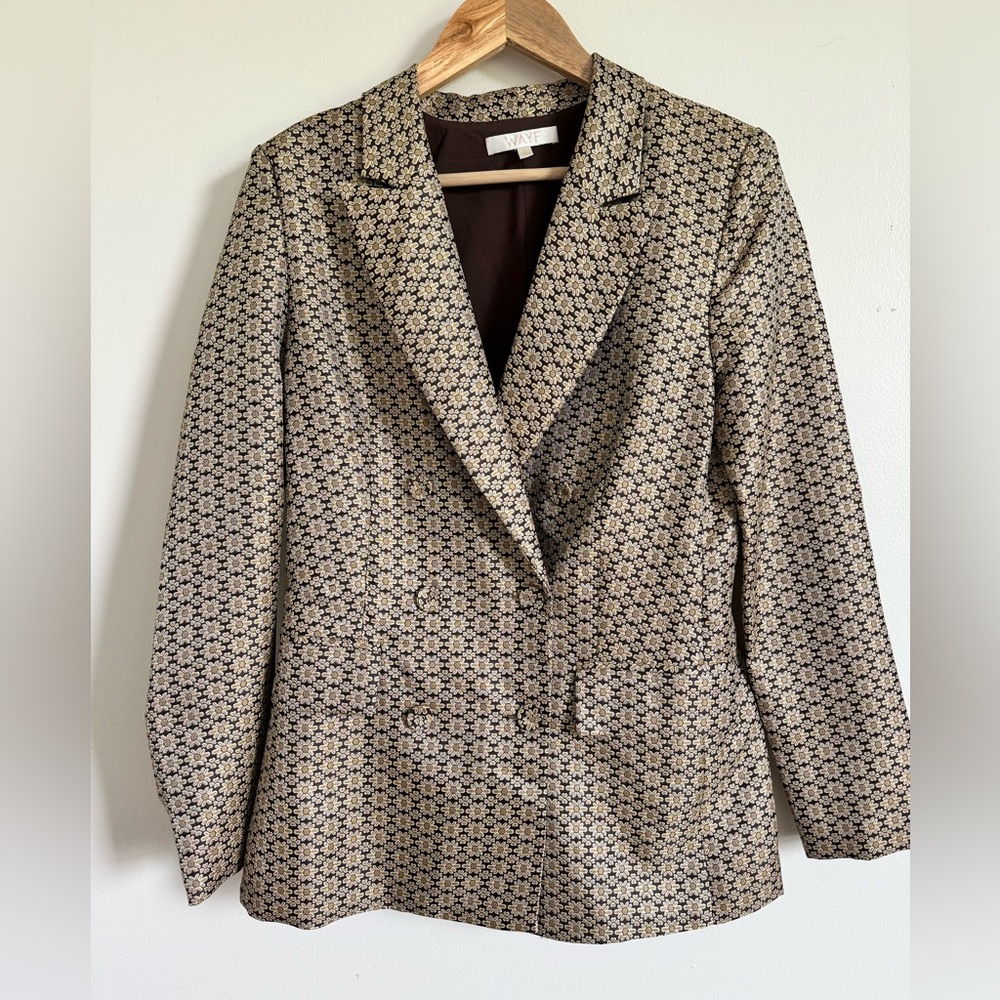 WAYF Gold and brown double breasted blazer, Size S